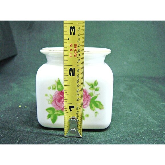Vintage Hand Painted Floral Apothecary Trinket Ceramic Jar White Violet Flowers - Picture 9 of 10